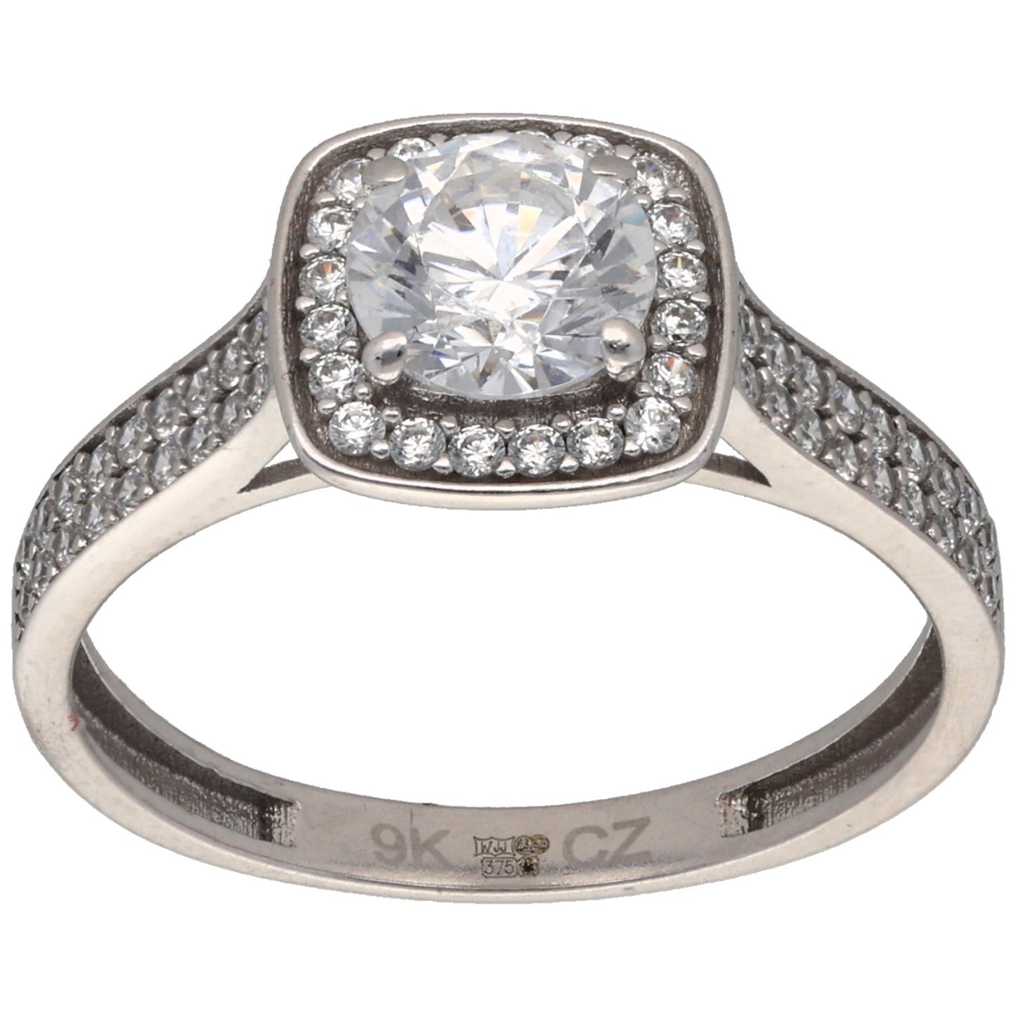 9ct White Gold Cubic Zirconia Halo Ring Size N