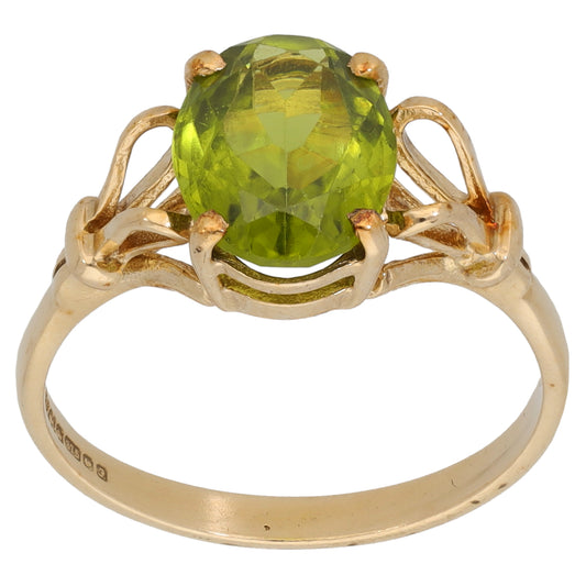 9ct Gold Peridot Single Stone Ring Size Q