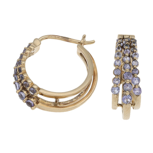 9ct Gold Tanzanite Hoop Earrings