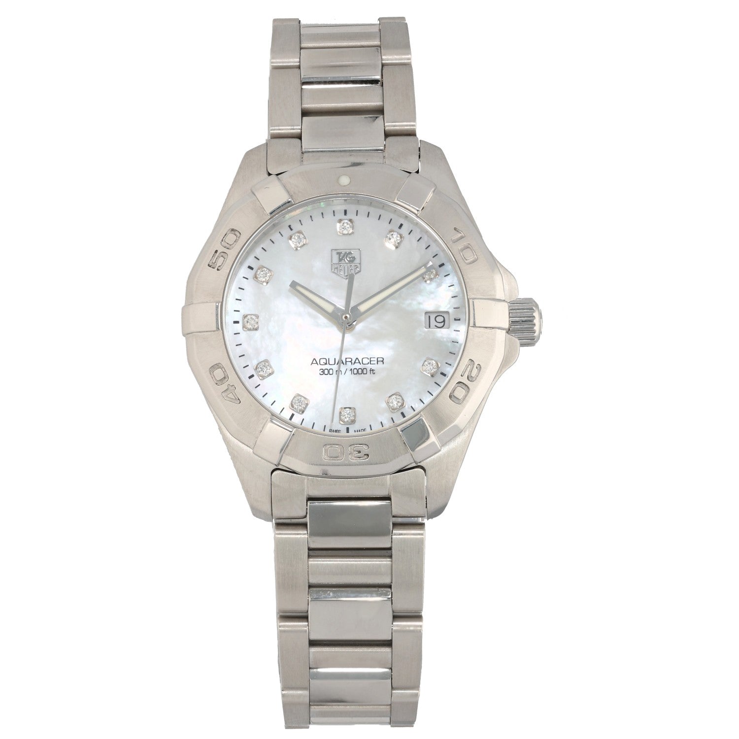 Tag Heuer Aquaracer WAY1313, white mother of pearl dial, stainless steel, front image