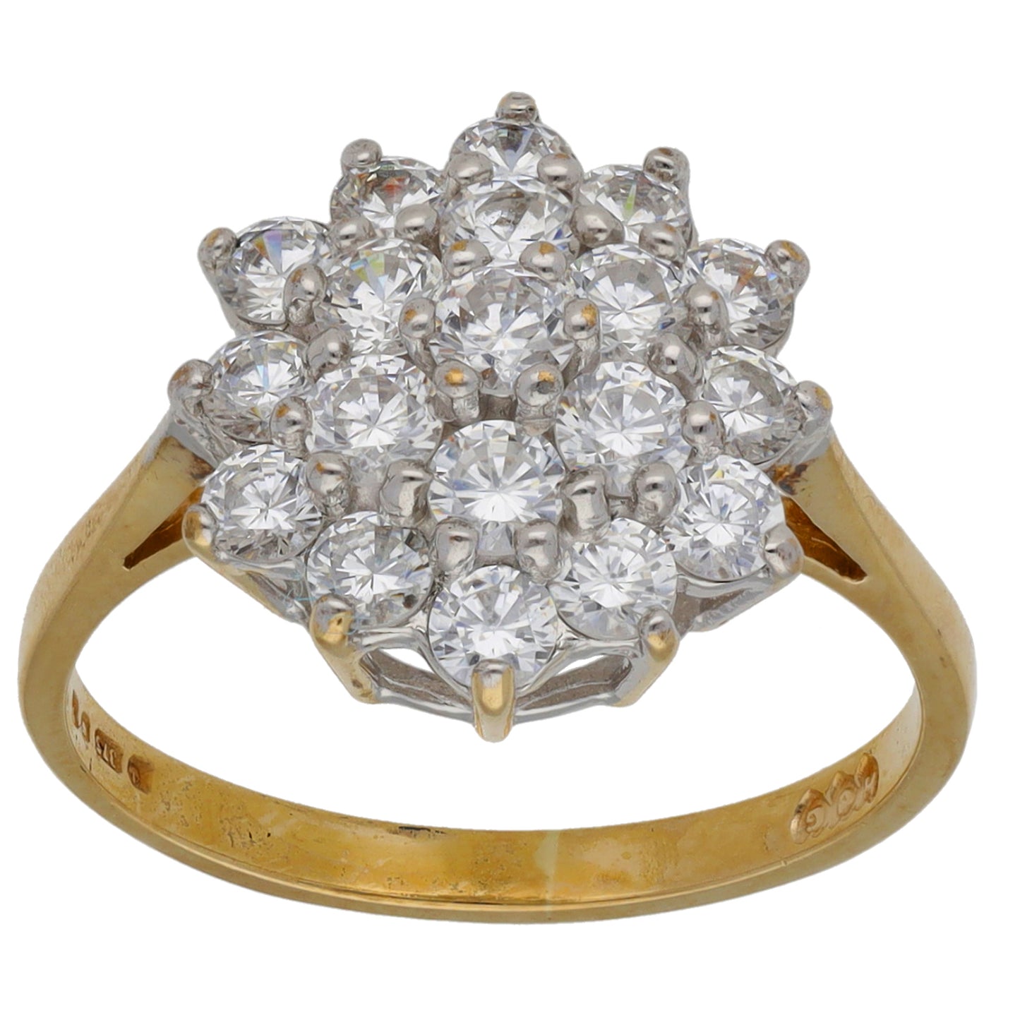 9ct Gold Cubic Zirconia Cluster Ring Size M