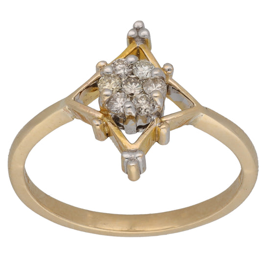 9ct Gold 0.15ct Diamond Cluster Ring Size O