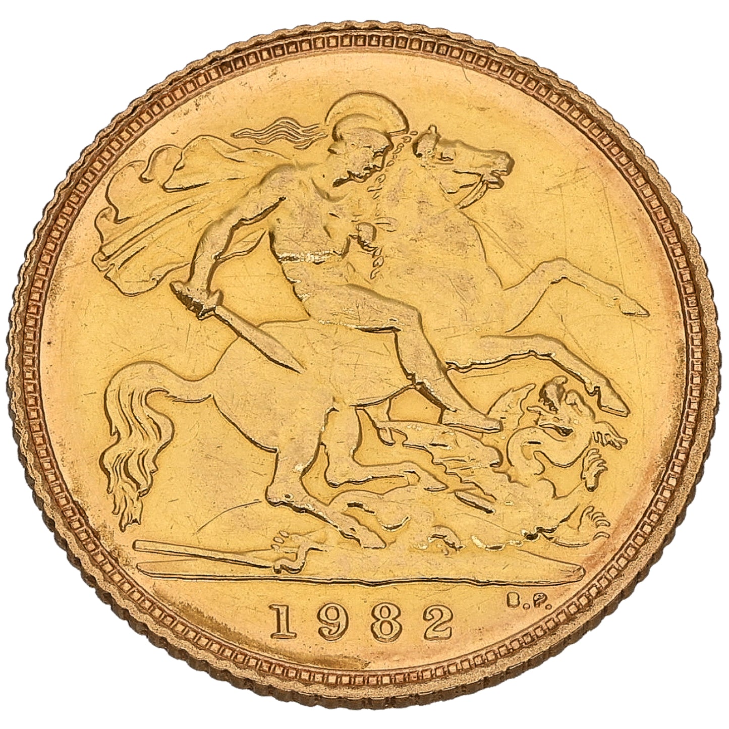 22ct Gold Queen Elizabeth II Half Sovereign Coin 1982