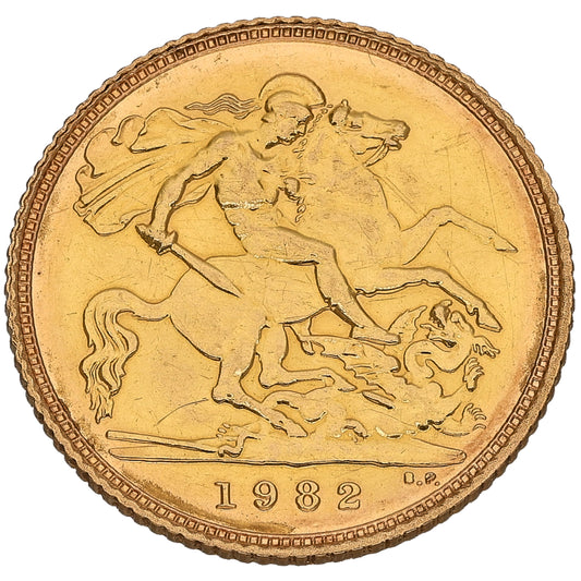22ct Gold Queen Elizabeth II Half Sovereign Coin 1982
