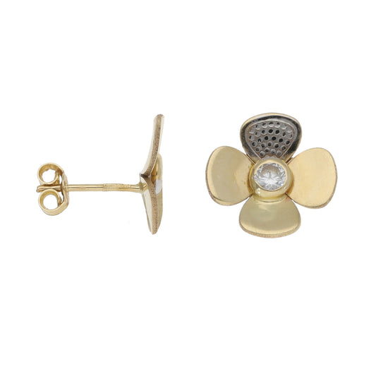 14ct Gold Cubic Zirconia Stud Earrings