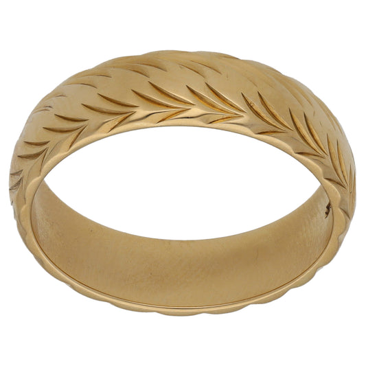 9ct Gold Patterned Wedding Ring Size R
