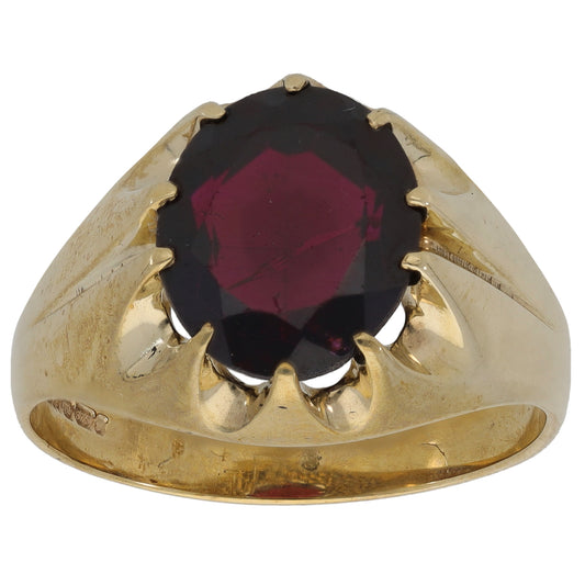 9ct Gold Garnet Single Stone Ring Size U