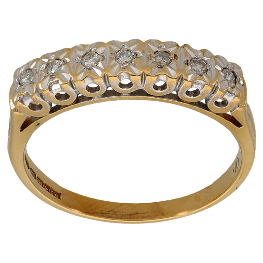 9ct Gold 0.10ct Diamond Half Eternity Ring Size P
