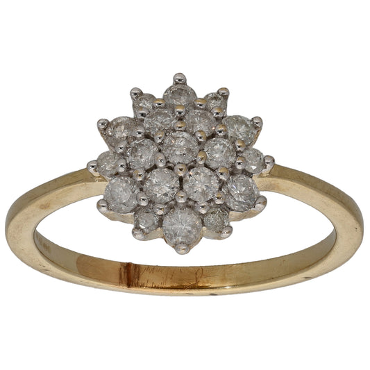 9ct Gold 0.50ct Diamond Cluster Ring Size N