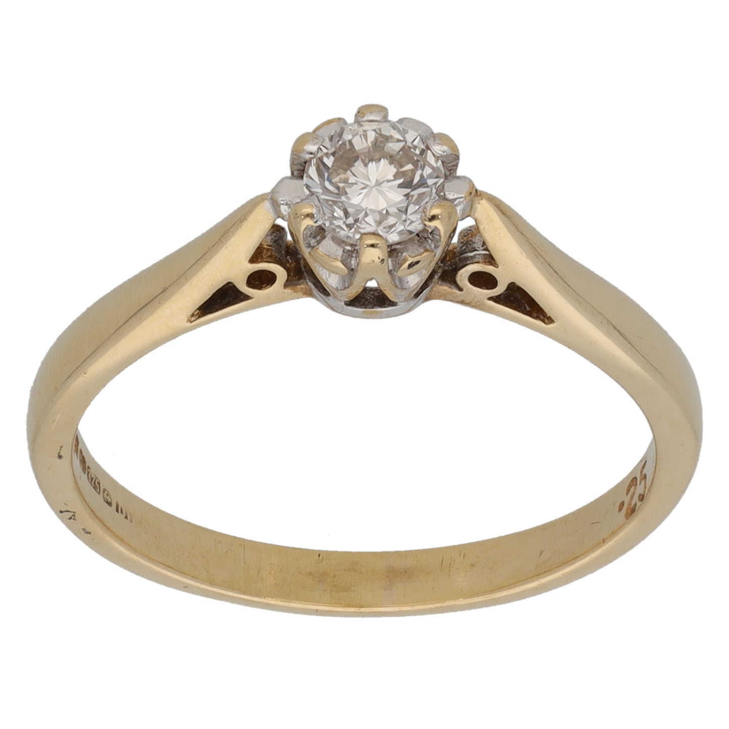 9ct Gold 0.25ct Diamond Solitaire Ring Size O