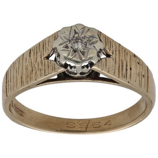 9ct Gold 0.04ct Diamond Solitaire Ring Size M