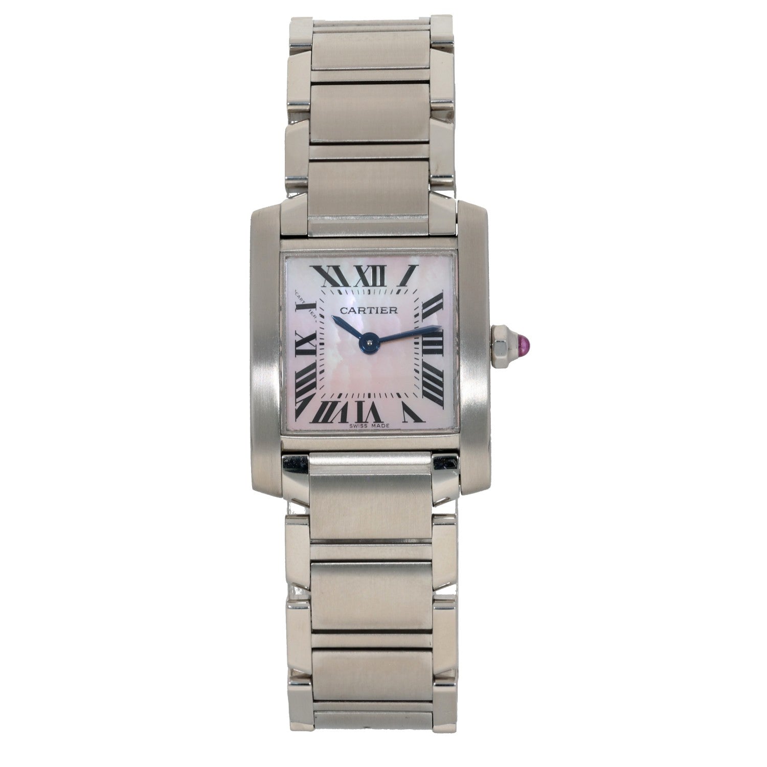Cartier Tank Française W51028Q3, Pink Mother of Pearl Dial, Stainless Steel, Front Image