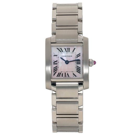 Cartier Tank Française W51028Q3, Pink Mother of Pearl Dial, Stainless Steel, Front Image