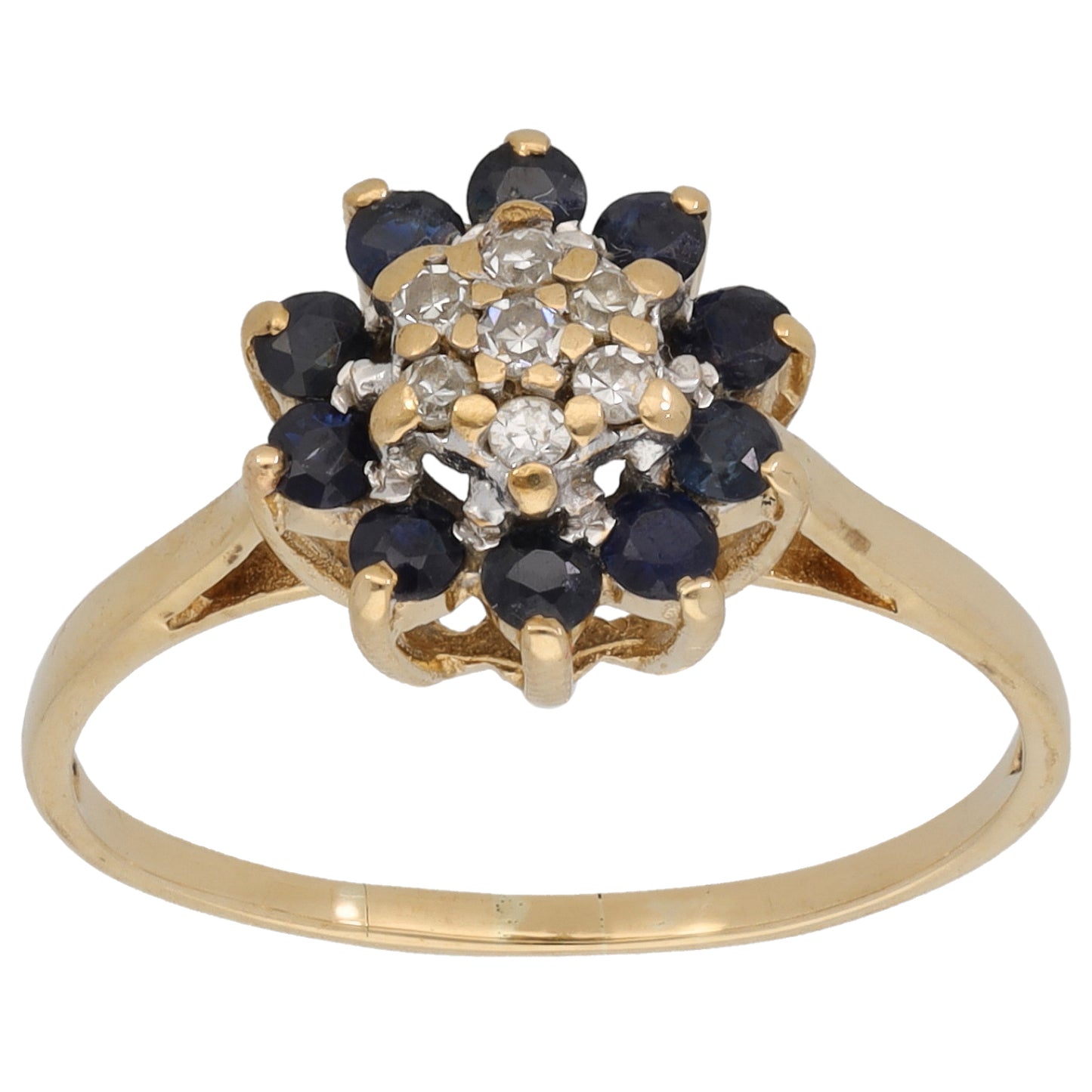 9ct Gold Sapphire & 0.07ct Diamond Dress/Cocktail Ring Size O