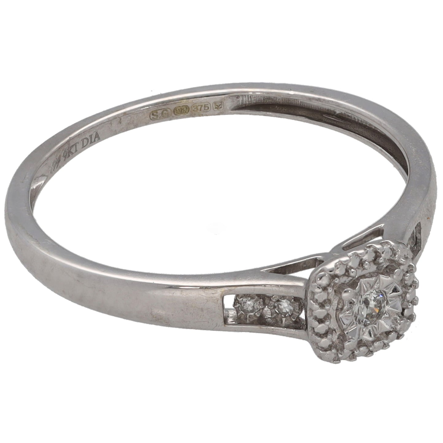 9ct White Gold 0.04ct Diamond Dress/Cocktail Ring Size N