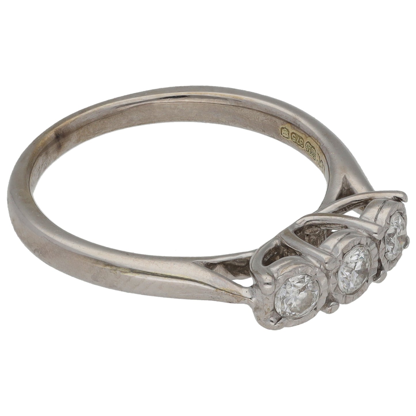 9ct White Gold 0.24ct  Diamond Trilogy Ring Size L