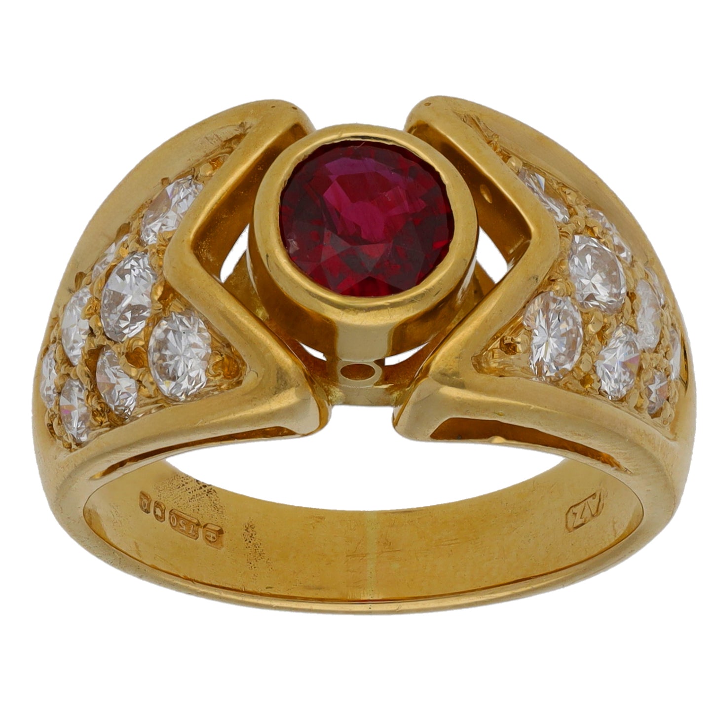 18ct Gold 0.92ct Diamond & Ruby Dress/Cocktail Ring Size M