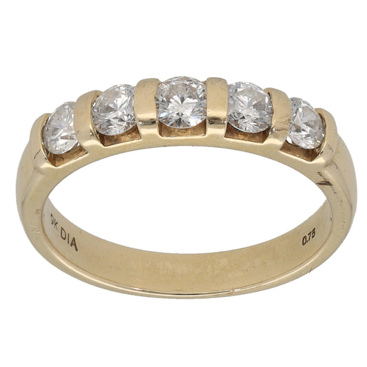 9ct Gold 0.75ct Diamond Half Eternity Ring Size N