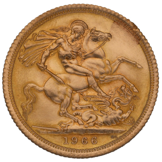 22ct Gold Queen Elizabeth II Full Sovereign Coin 1966