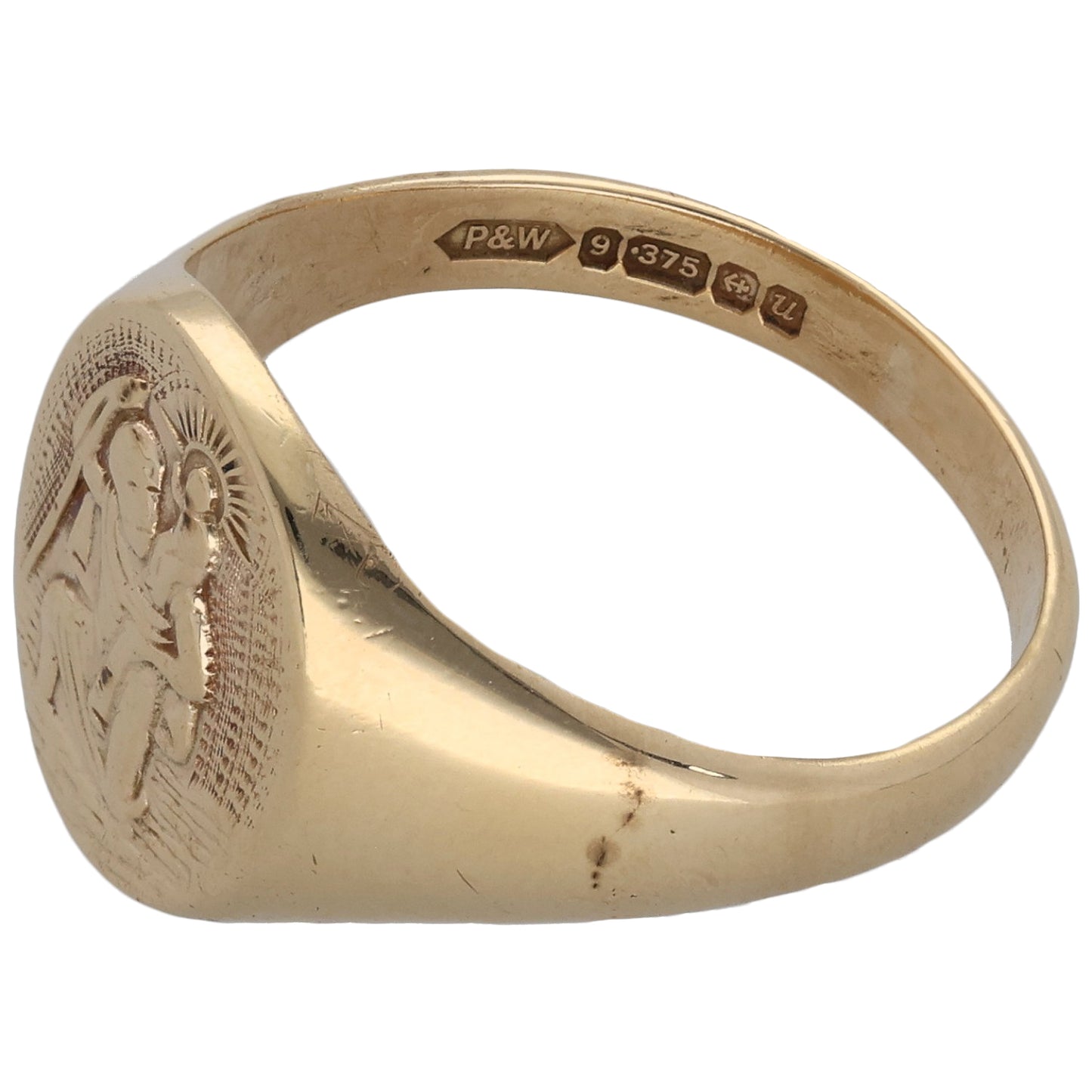 9ct Gold St Christopher Signet Ring Size W