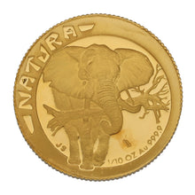 Load image into Gallery viewer, 22ct Gold South Africa 1/10 OZ Natura Elephant Coin 1996
