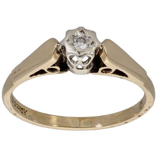 9ct Gold 0.05ct Diamond Solitaire Ring Size L