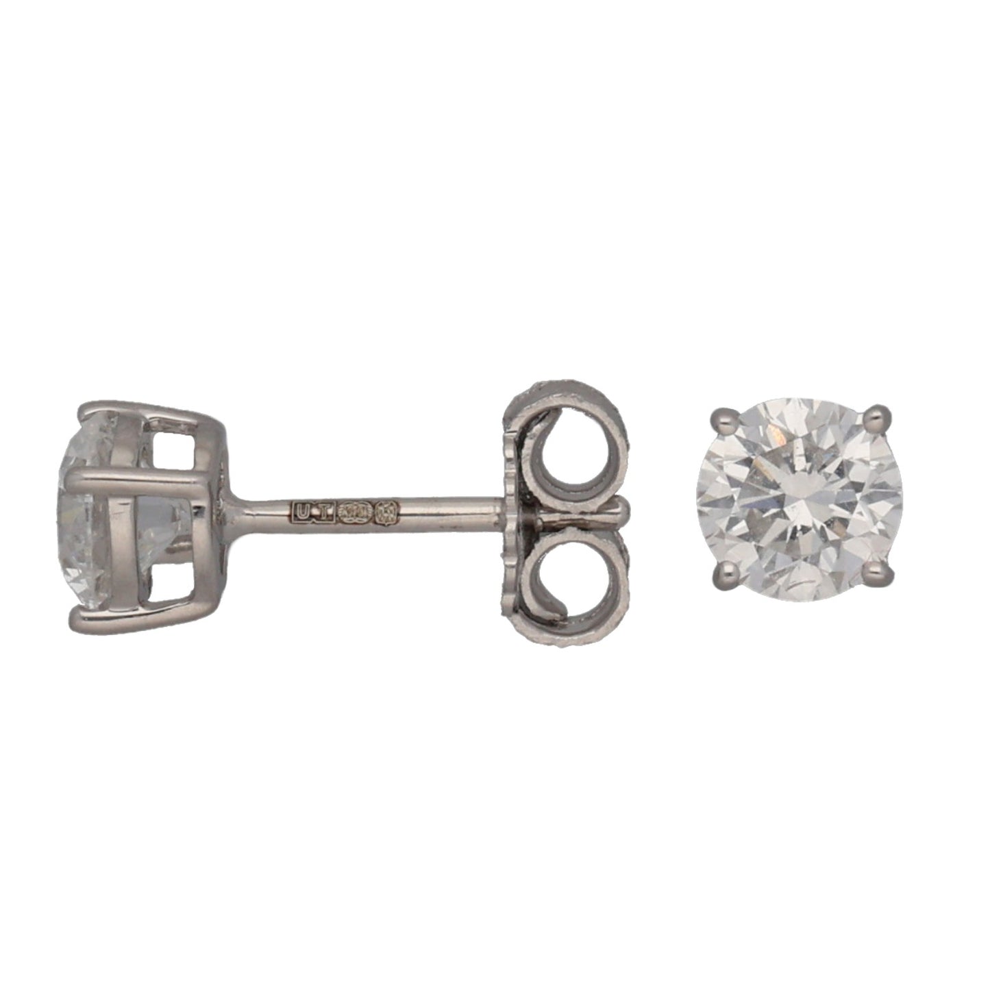 New 9ct White Gold 1.00ct Laboratory-Grown Diamond Solitaire Earrings