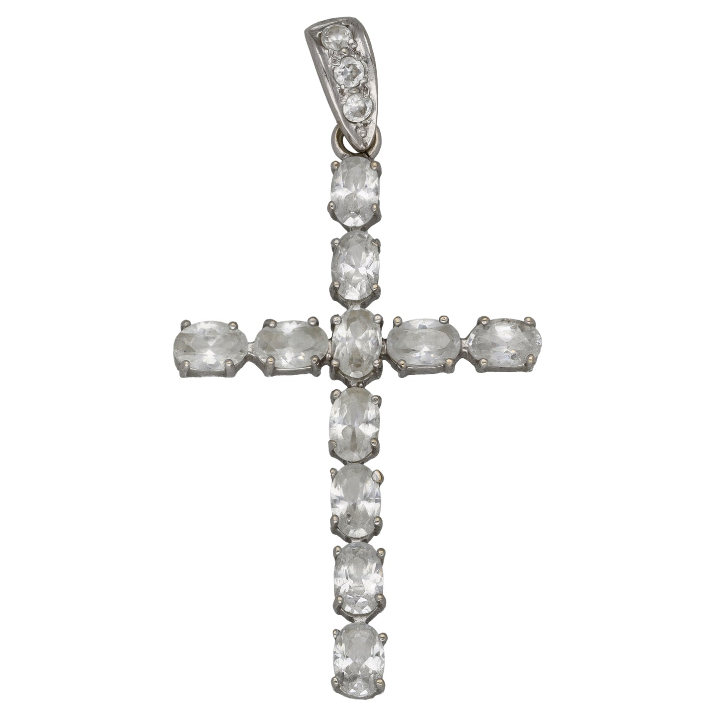9ct White Gold Cubic Zirconia Cross Pendant