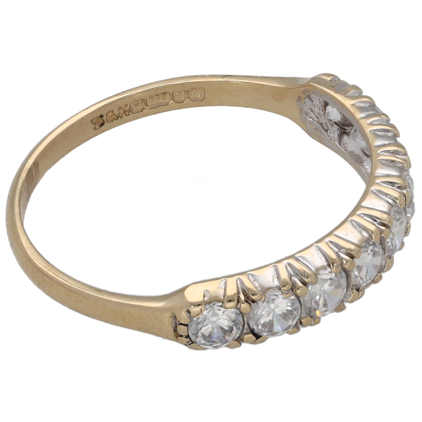 9ct Gold Cubic Zirconia Half Eternity Ring Size K