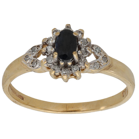 9ct Gold 0.10ct Diamond & Sapphire Dress/Cocktail Ring Size O