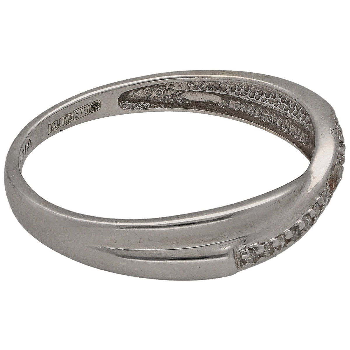 White gold half eternity ring with round diamonds
