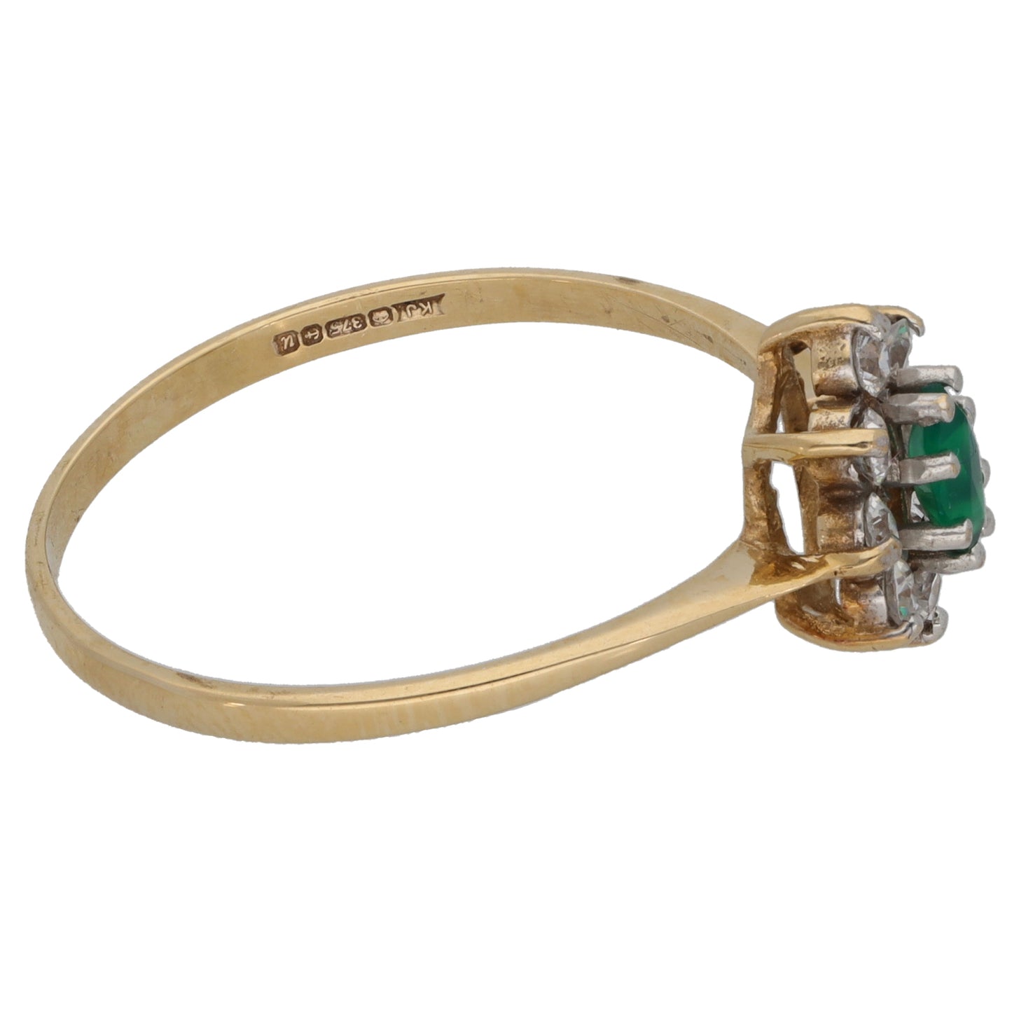 9ct Gold Agate & Imitation Gems Cluster Ring Size T