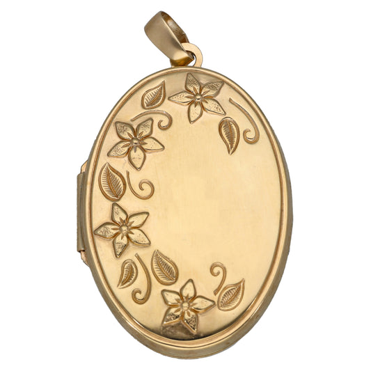 9ct Gold Patterned Locket Pendant