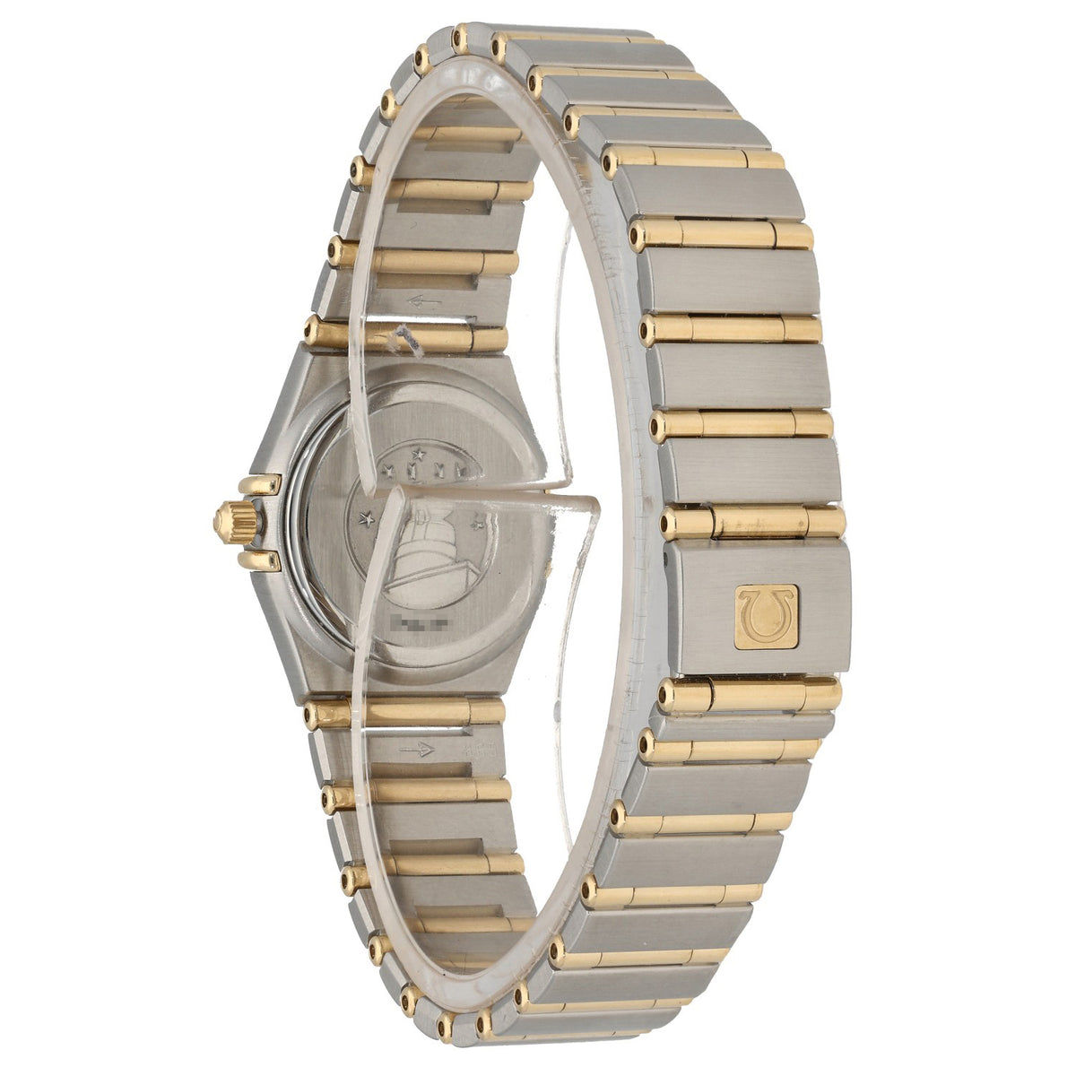 Omega Constellation 1262.75.00, with stainless steel and gold case and bracelet, rear angle