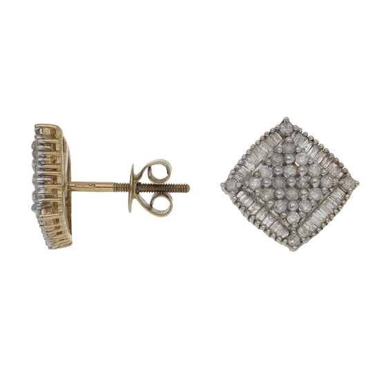 9ct Gold 1.96ct Diamond Cluster Earrings