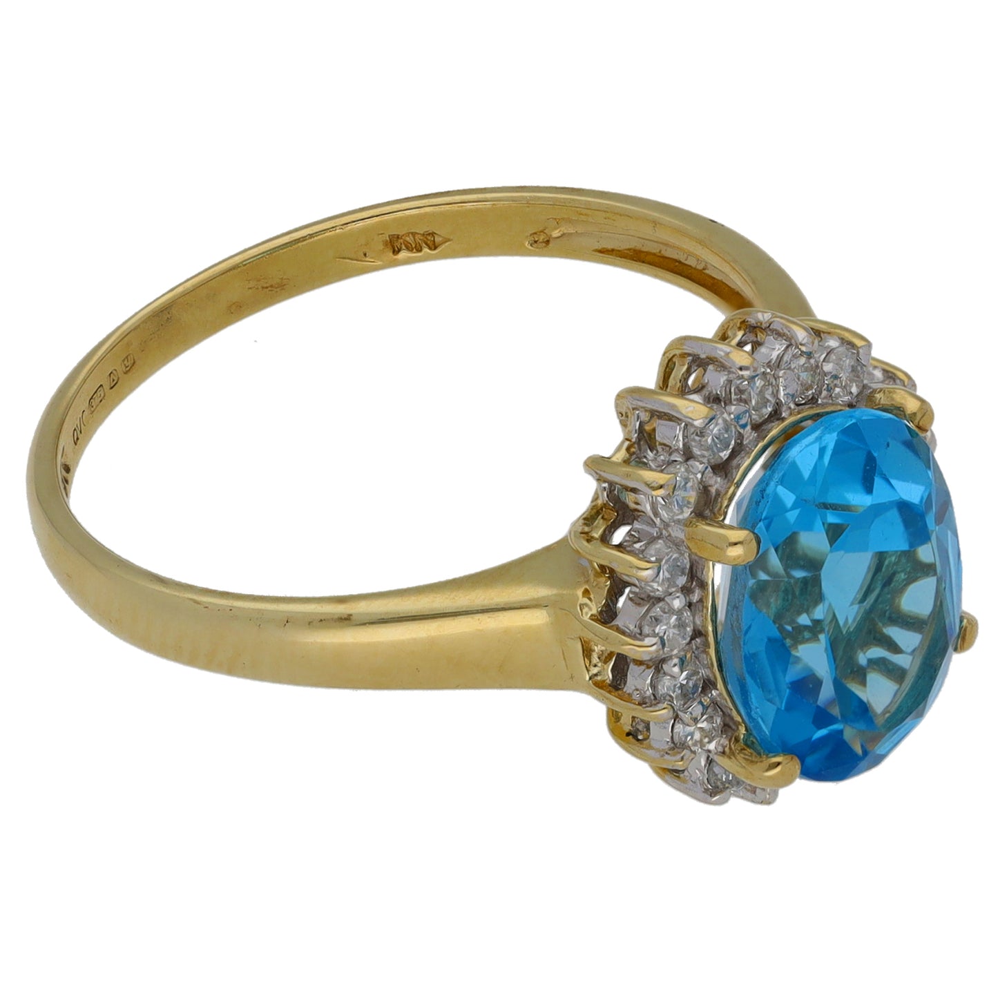 9ct Gold 0.18ct Diamond & Topaz Dress/Cocktail Ring Size R