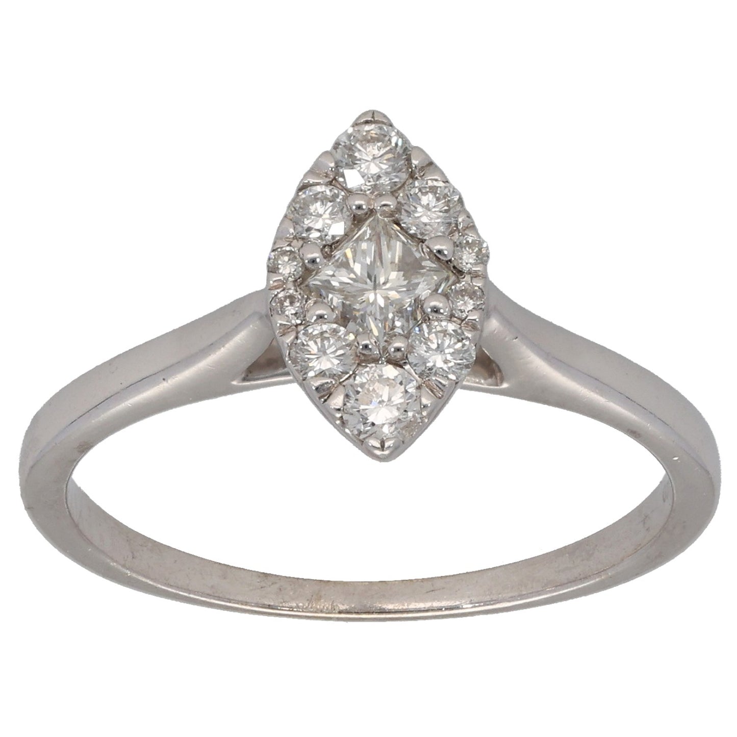 9ct White Gold 0.53ct Diamond Cluster Ring Size N
