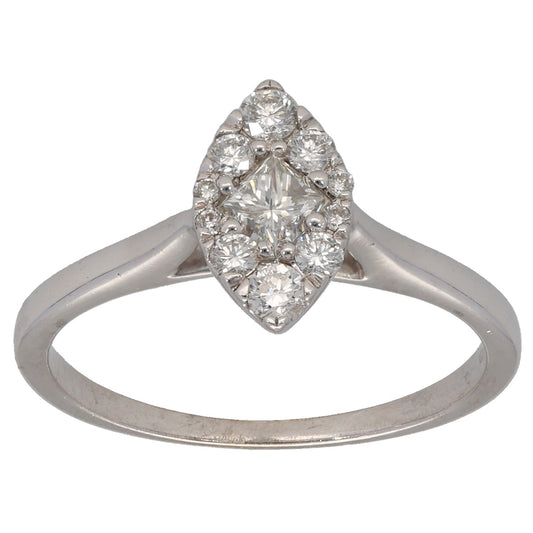 9ct White Gold 0.53ct Diamond Cluster Ring Size N
