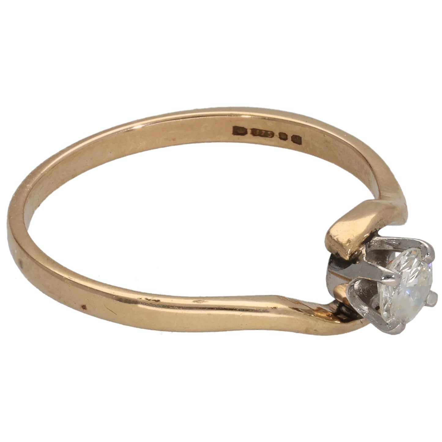 9ct Gold 0.25ct Diamond Solitaire Ring Size P