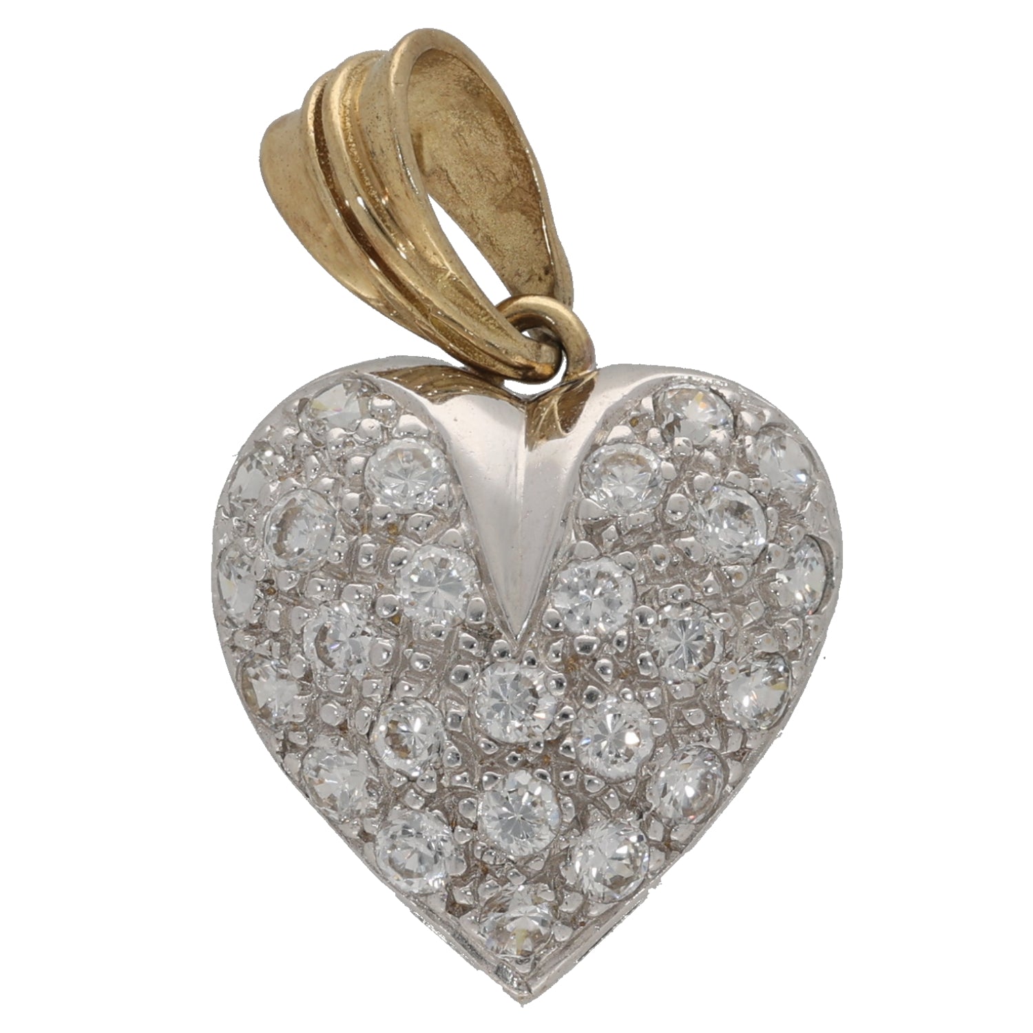 9ct Gold Cubic Zirconia Heart Pendant | H&T