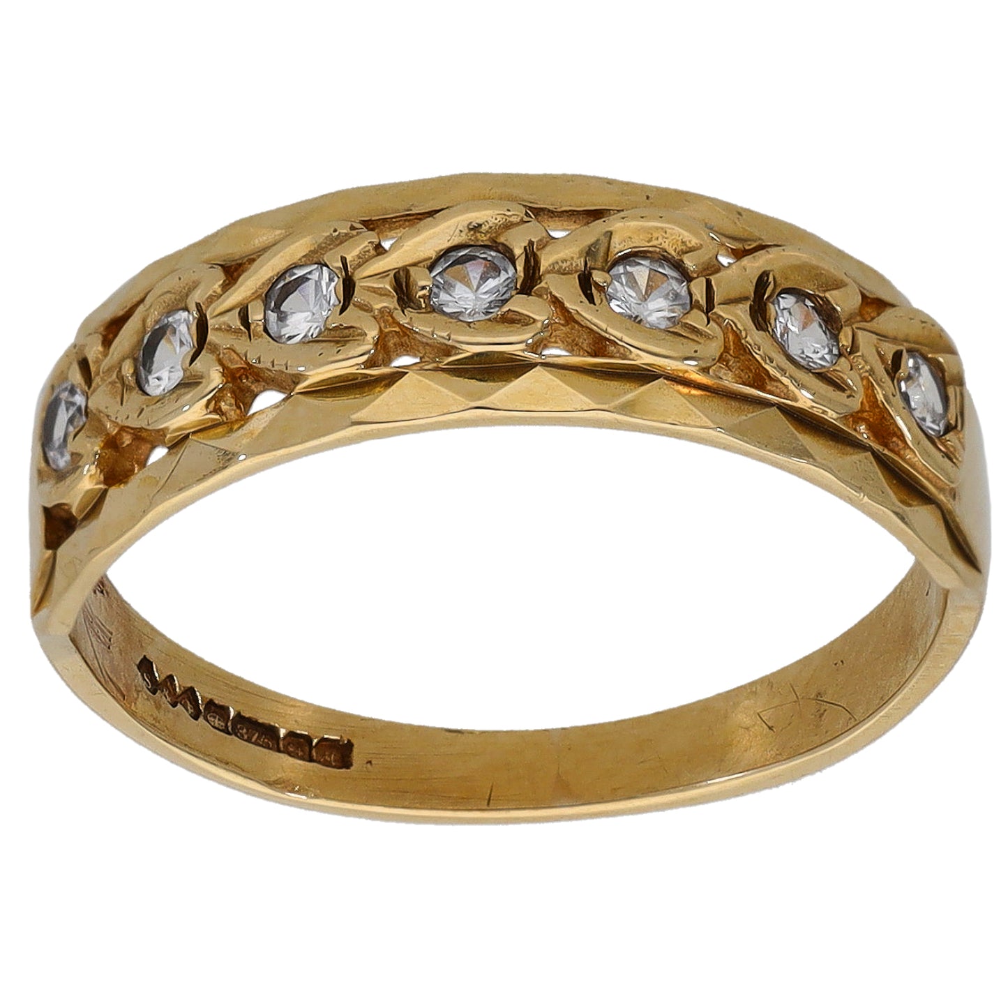 9ct Gold Cubic Zirconia Half Eternity Ring Size M
