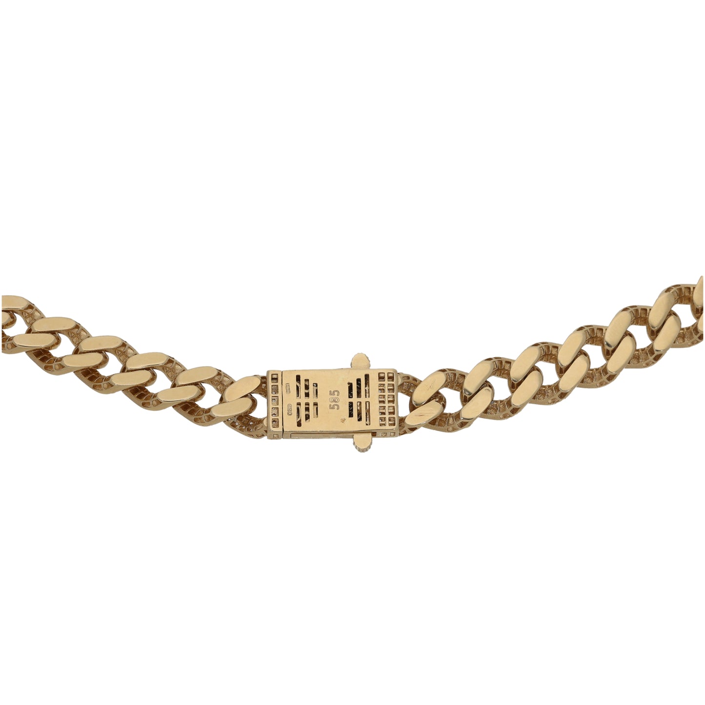 14ct Gold Cubic Zirconia Curb Chain 14"
