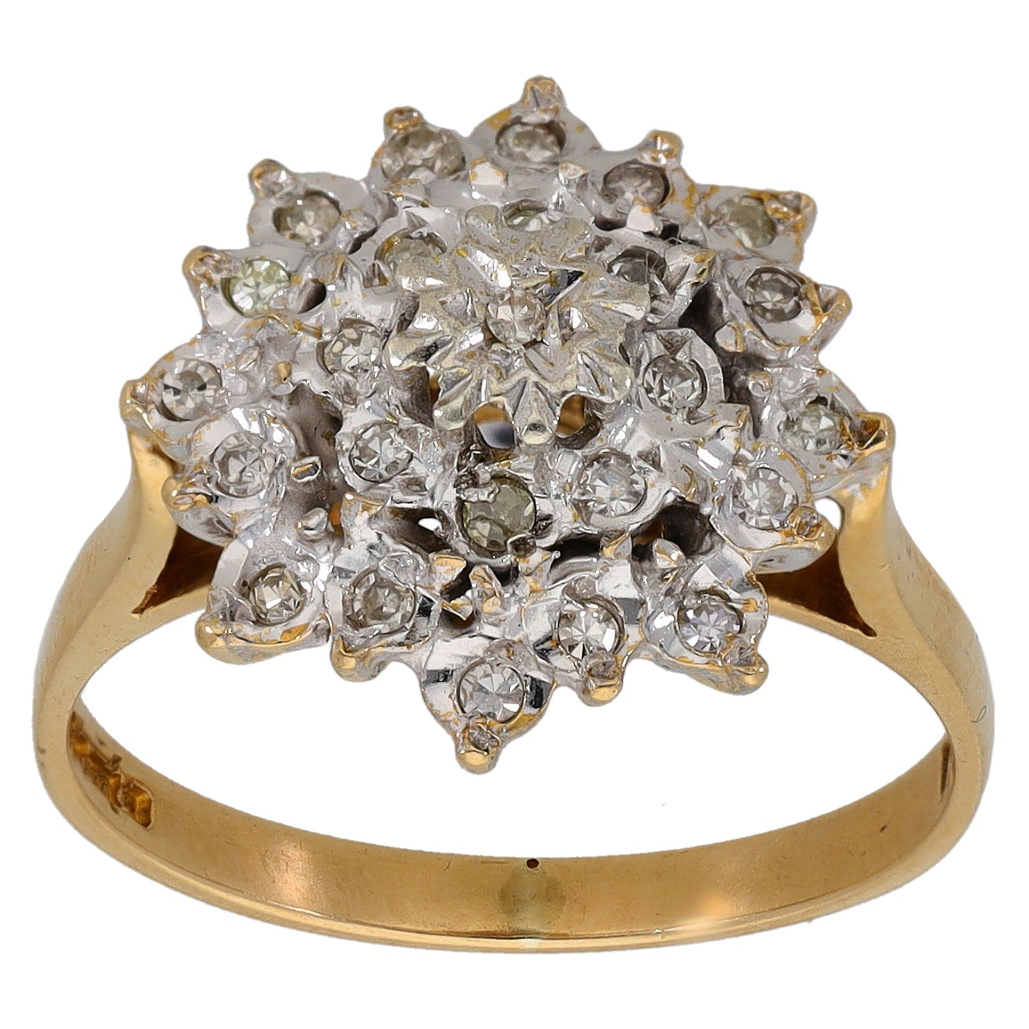 9ct Gold 0.25ct Diamond Cluster Ring Size N