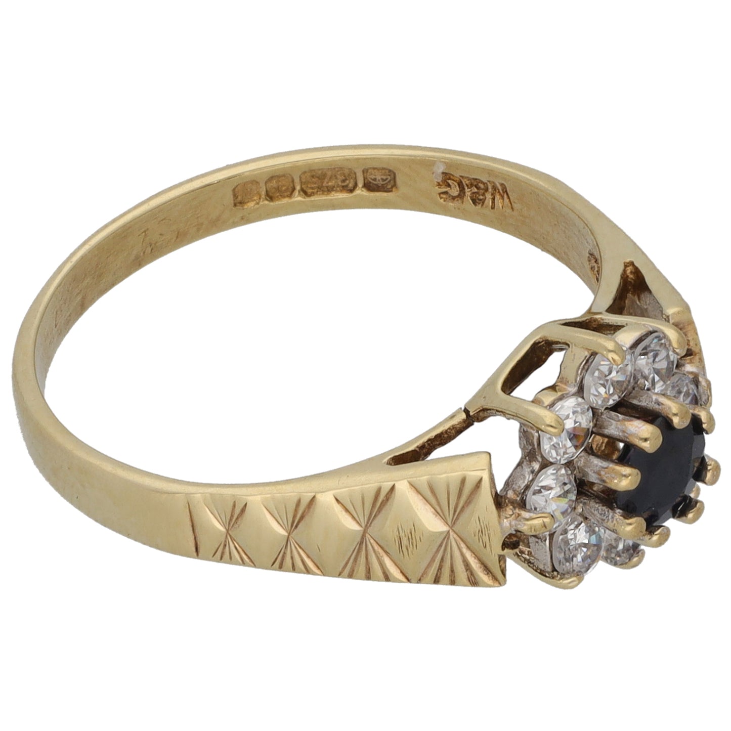 9ct Gold Sapphire & Imitation Gems Dress/Cocktail Ring Size M