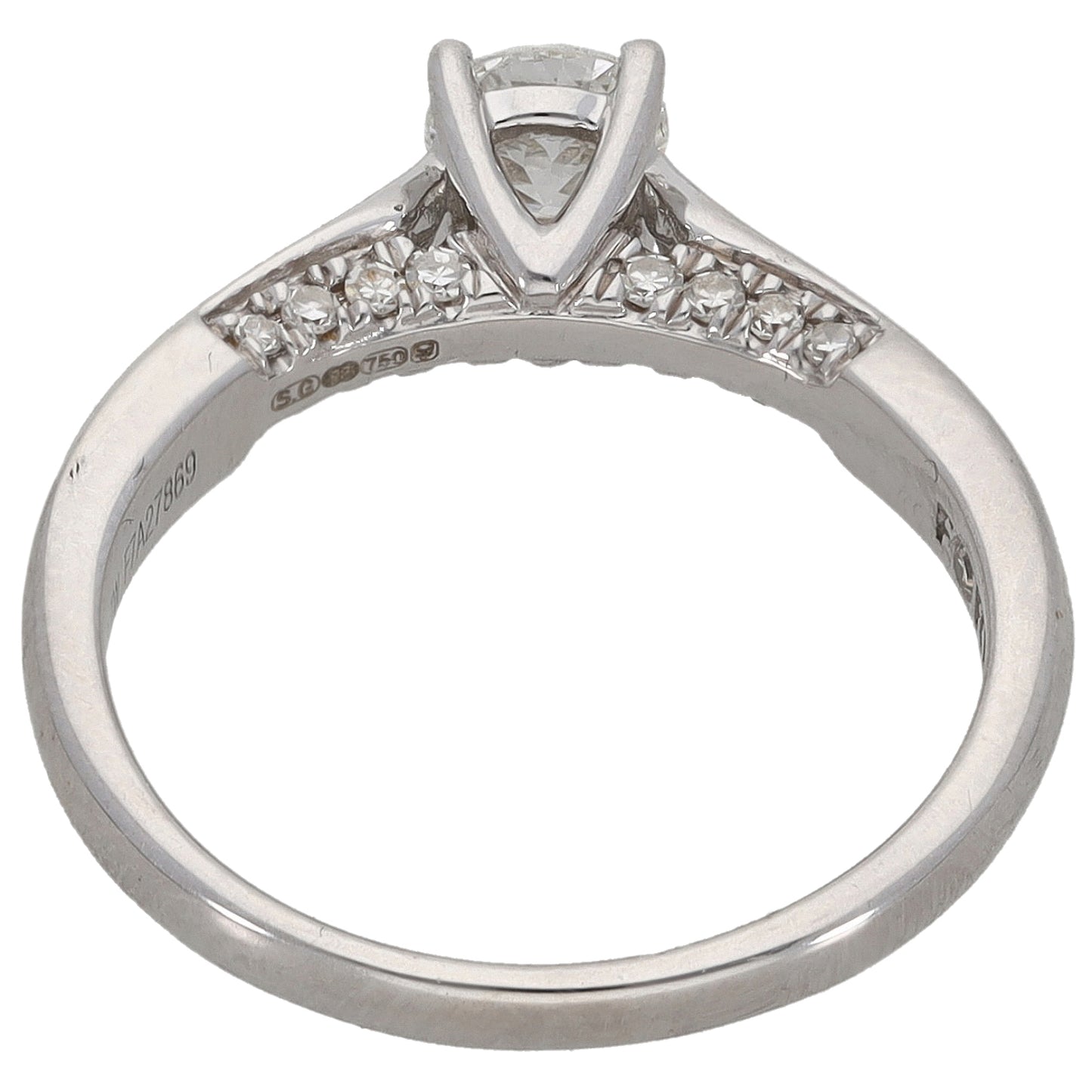 18ct White Gold 0.50ct Diamond Solitaire Ring With Accents Size K