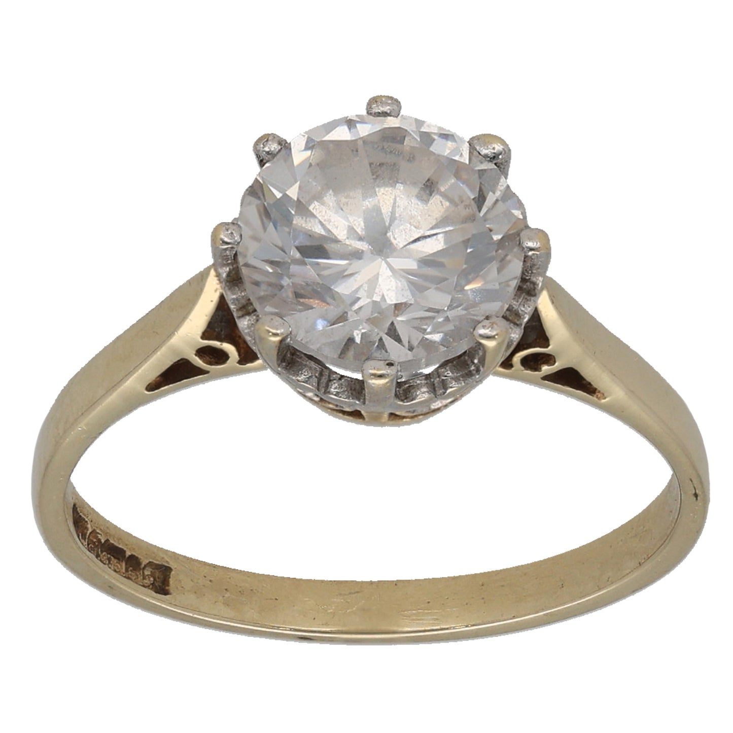 9ct Gold Cubic Zirconia Single Stone Ring Size L