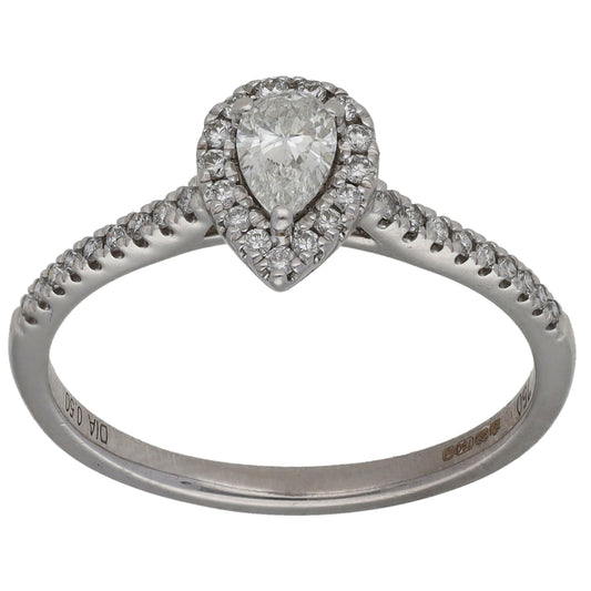 18ct White Gold 0.50ct Diamond Solitaire Ring With Accent Stones Size Q