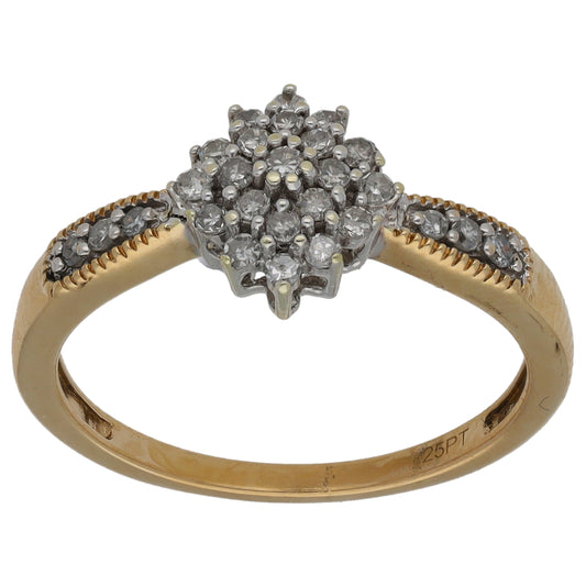 9ct Gold 0.25ct Diamond Dress/Cocktail Ring Size M