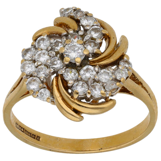 9ct Gold Cubic Zirconia Dress/Cocktail Ring Size P