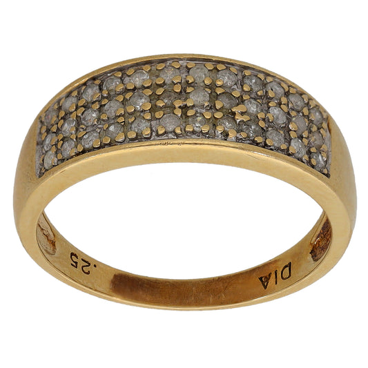 9ct gold dress ring with pavé round diamonds, size N